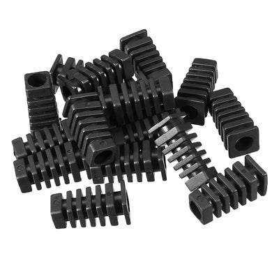 Harfington Uxcell 15Pcs 7mm Inner Dia PVC Square Strain Relief Cord Boot Protector Sleeve Power Tool Hose Black