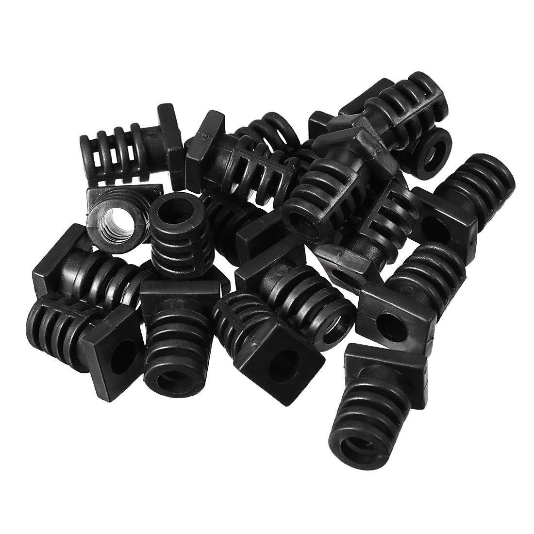 uxcell Uxcell 20Pcs 6mm Inner Dia PVC Square Strain Relief Cord Boot Protector Sleeve Power Tool Hose Black