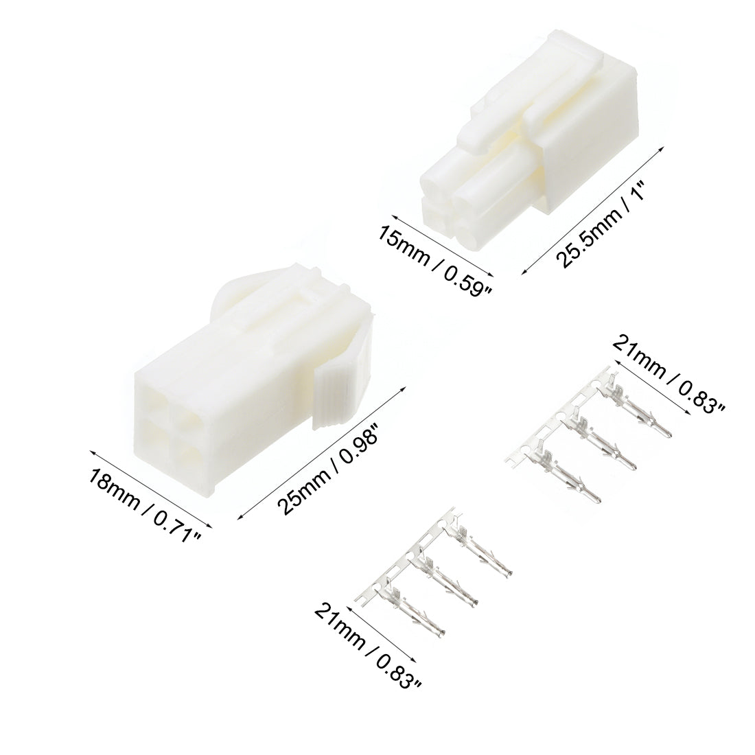 uxcell Uxcell 4.5mm 4 Pin White Plastic Male Female -SM Housing Crimp Terminal Connector