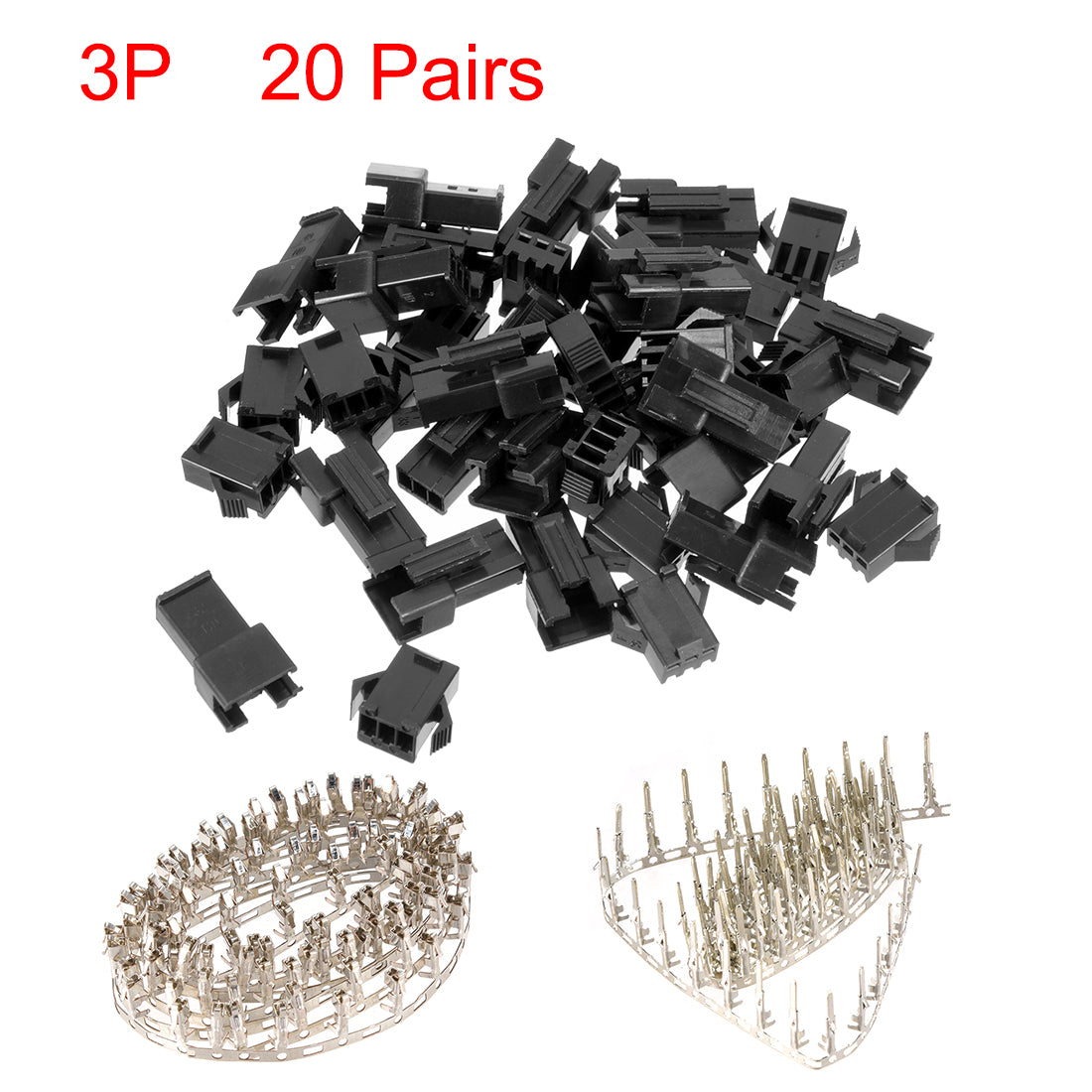 uxcell Uxcell 20 Pairs 2.54mm 3 Pin Black Plastic Male Female -SM Housing Crimp Terminal Connector
