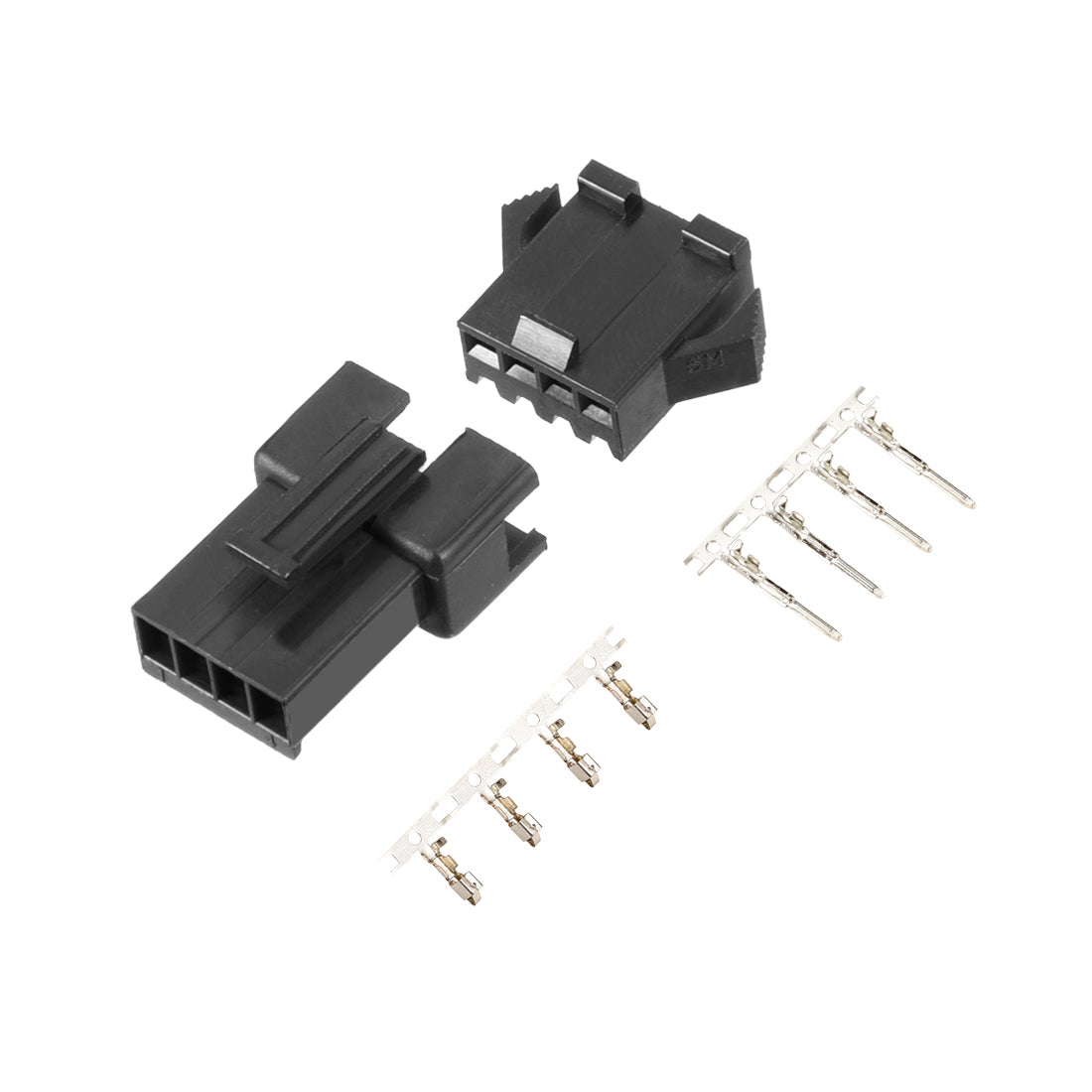 uxcell Uxcell 20 Pairs 2.54mm 4 Pin Black Plastic Male Female -SM Housing Crimp Terminal Connector