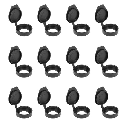 Harfington Uxcell 12pcs Plastic Dust Cover Waterproof Caps Black Fit for 22mm Dia Cam Lock