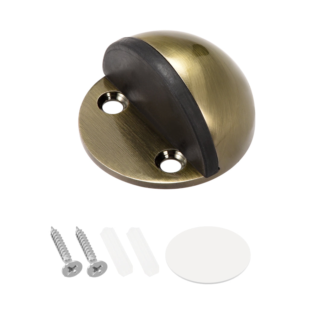 uxcell Uxcell Stainless Steel Floor Door Stopper with Rubber Bumper Adhesive/Screw Mounted Brass Tone