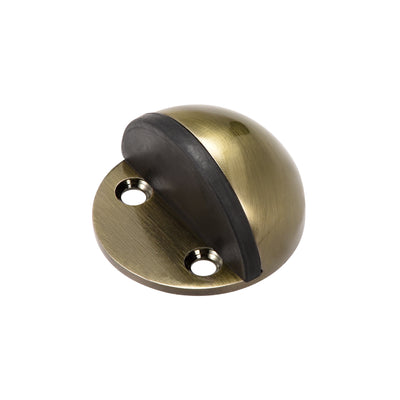 Harfington Uxcell Stainless Steel Floor Door Stopper with Rubber Bumper Adhesive/Screw Mounted Brass Tone