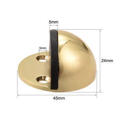 Harfington Uxcell Stainless Steel Floor Door Stopper with Rubber Bumper Adhesive/Screw Mounted Gold Tone 2pcs