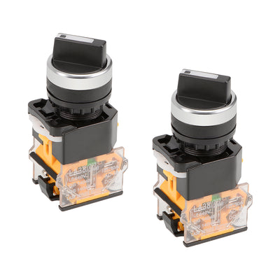 Harfington Uxcell 2pcs Latching Lock 2 Positions Rotary Selector Select Switch DPST 10A 22mm Mounting Hole Dia