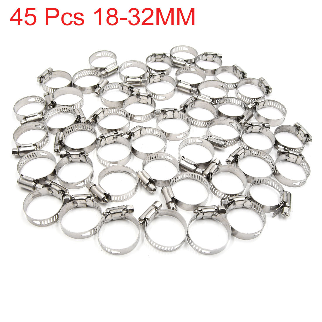 uxcell Uxcell 45pcs 18-32MM Stainless Steel Car Vehicle Drive Hose Clamp Fuel Line  Clip