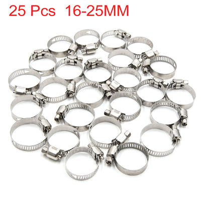 Harfington Uxcell 25pcs 16-25MM Stainless Steel Car Vehicle Drive Hose Clamp Fuel Line  Clip