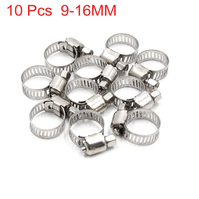 Harfington Uxcell 10pcs 9-16MM Stainless Steel Car Vehicle Drive Hose Clamp Fuel Line  Clip