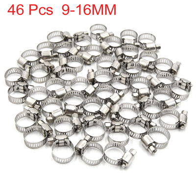 Harfington Uxcell 46pcs 9-16MM Stainless Steel Car Vehicle Drive Hose Clamp Fuel Line  Clip
