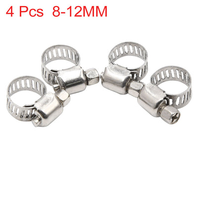 Harfington Uxcell 4pcs 8-12MM Stainless Steel Car Vehicle Drive Hose Clamp Fuel Line  Clip