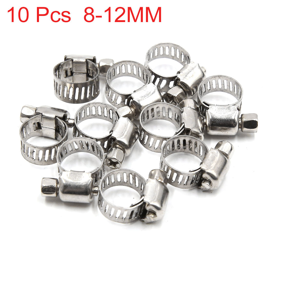 uxcell Uxcell 10pcs 8-12MM Stainless Steel Car Vehicle Drive Hose Clamp Fuel Line  Clip