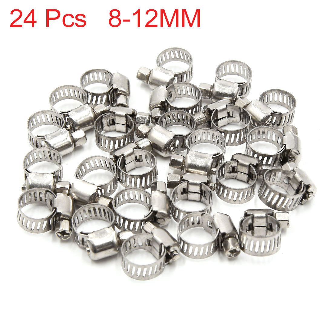 uxcell Uxcell 24pcs 8-12MM Stainless Steel Car Vehicle Drive Hose Clamp Fuel Line  Clip