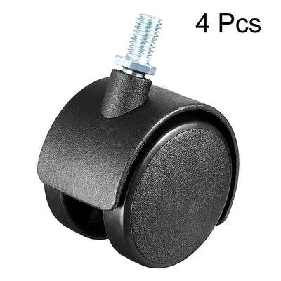 Harfington Uxcell Swivel Casters 1.45 Inch Nylon 360 Degree M8 x 13mm Threaded Caster Wheels for Furniture Chair , 4 Pcs