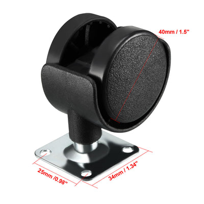 Harfington Uxcell Swivel Caster Wheels 1.5 Inch Nylon 360 Degree Rotate Top Plate Mounting Caster Twin Wheel with Brake , 2 Pcs