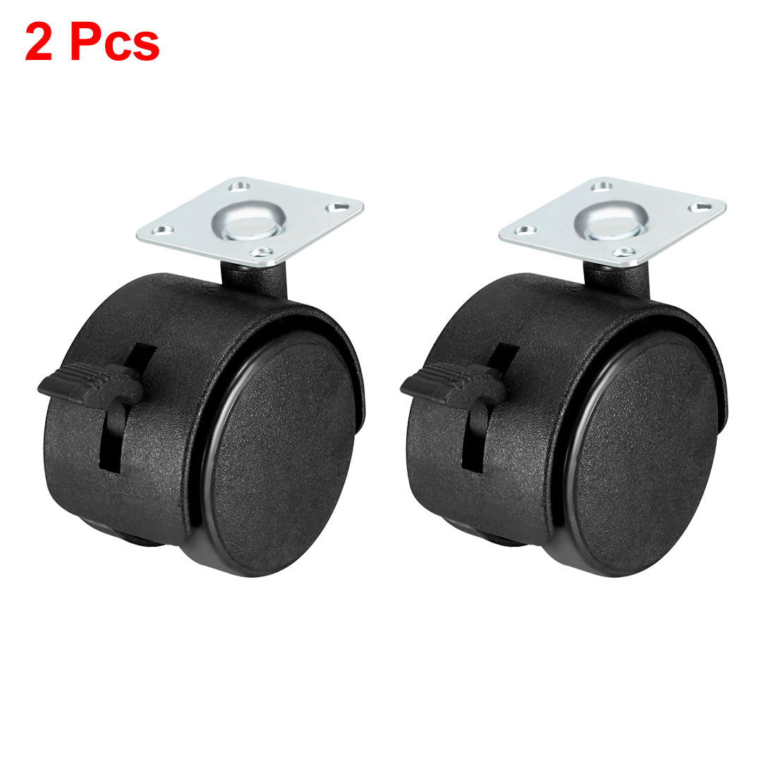 Uxcell Uxcell Swivel Caster Wheels 1.5 Inch Nylon 360 Degree Rotate Top Plate Mounting Caster Twin Wheel with Brake , 2 Pcs