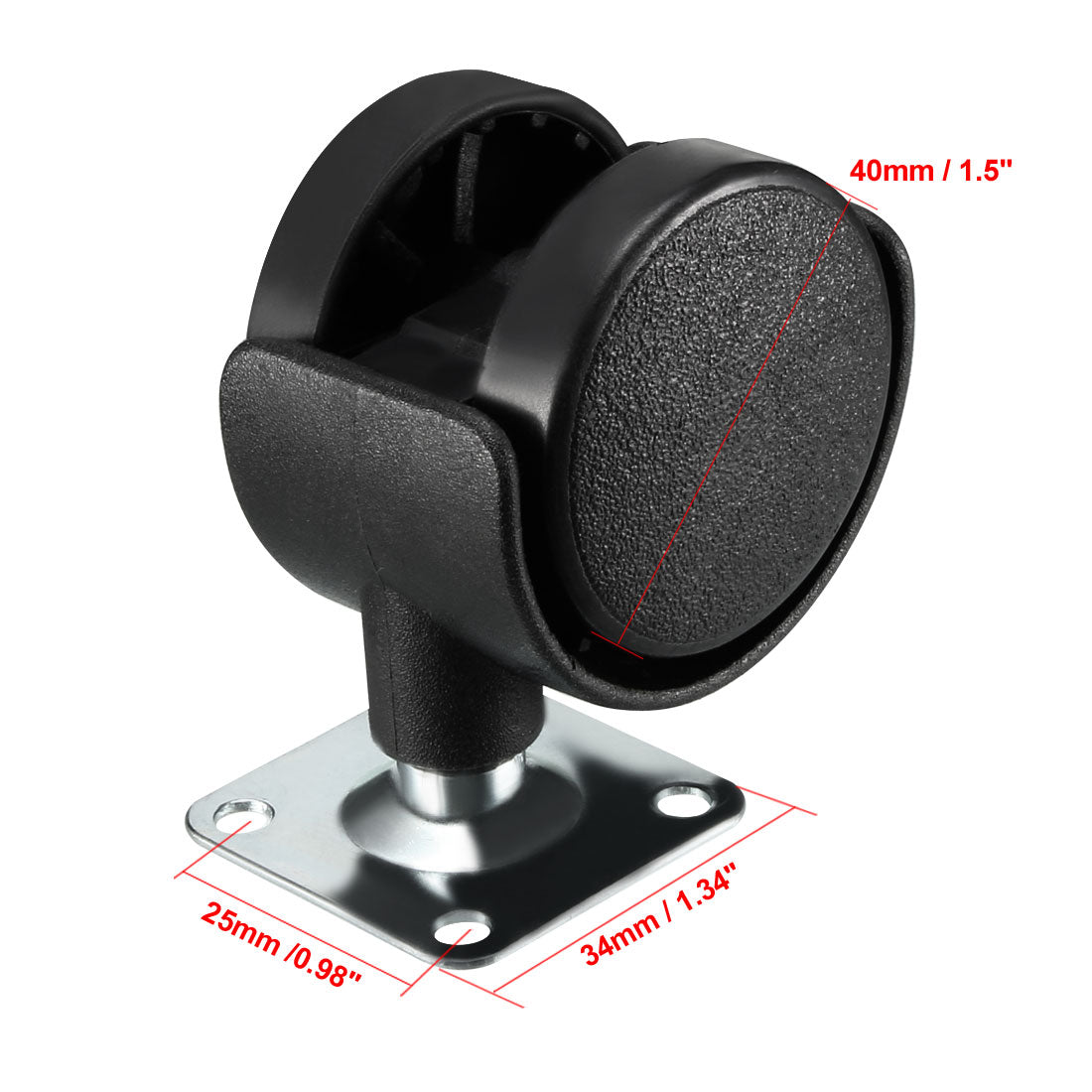 uxcell Uxcell Swivel Caster Wheels 1.5 Inch Nylon 360 Degree Rotate Top Plate Mounting Caster Twin Wheel with Brake , 4 Pcs