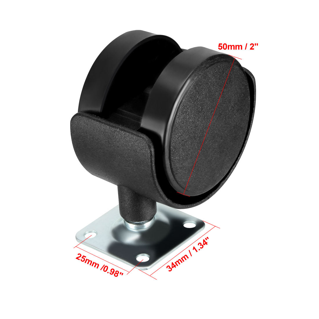 Uxcell Uxcell Swivel Caster Wheels 1.5 Inch Nylon 360 Degree Rotate Top Plate Mounting Caster Twin Wheel with Brake , 2 Pcs