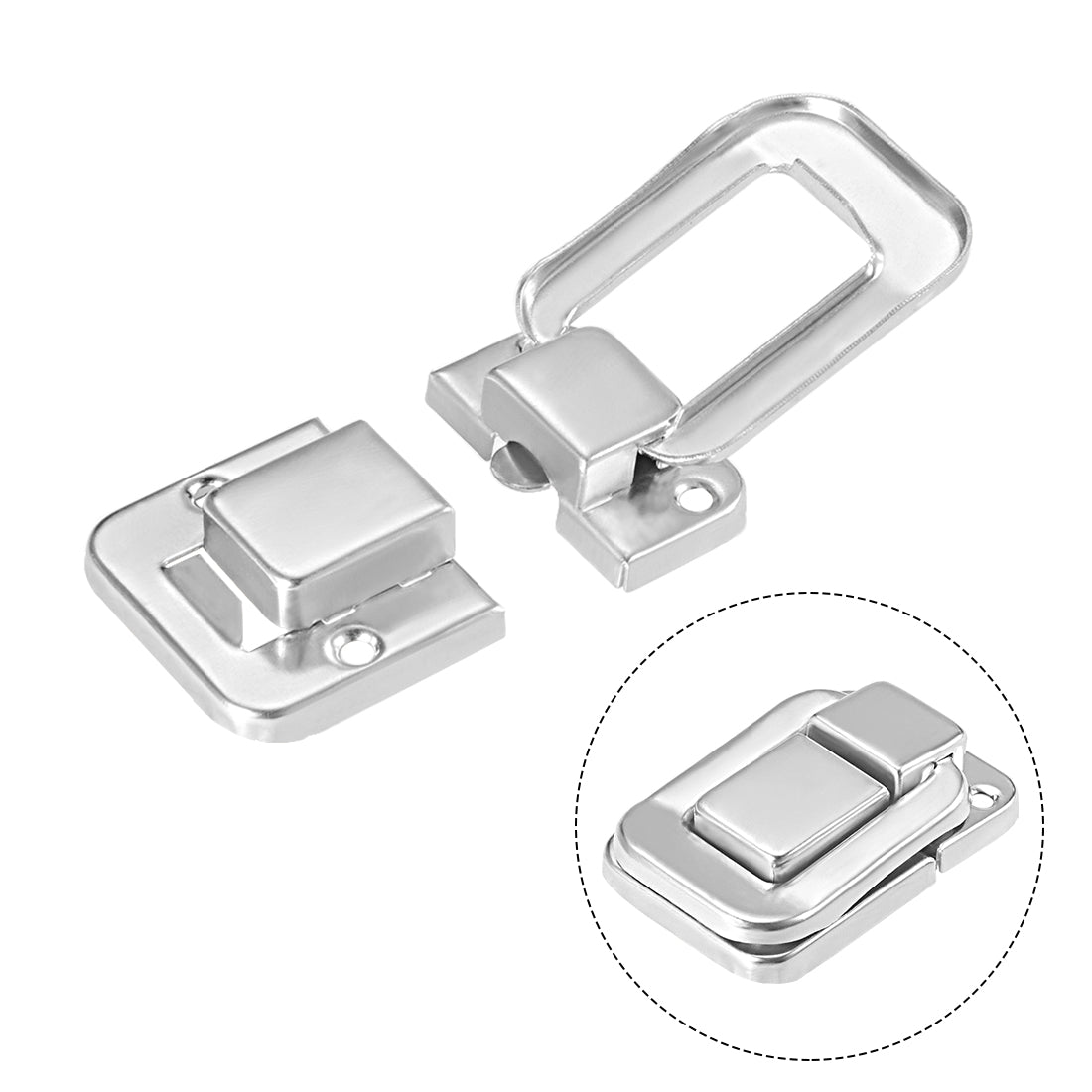 uxcell Uxcell Toggle Latch, 37mm Retro Style Silver Tone Decorative Hasp Jewelry Wooden Box Catch w Screws 5 pcs