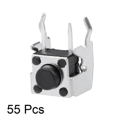 Harfington Uxcell 55Pcs Momentary PCB Side Mounting Fixed Bracket Pushbutton Push Button Tact Tactile Switch DIP 2 Terminals 6x6x5mm