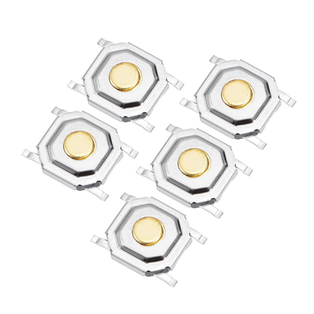 uxcell Uxcell 5PCS 5x5x1.5mm Momentary Panel PCB Surface Mounted Devices SMT Mount 4 Pins Push Button SPST Tactile Tact Switch