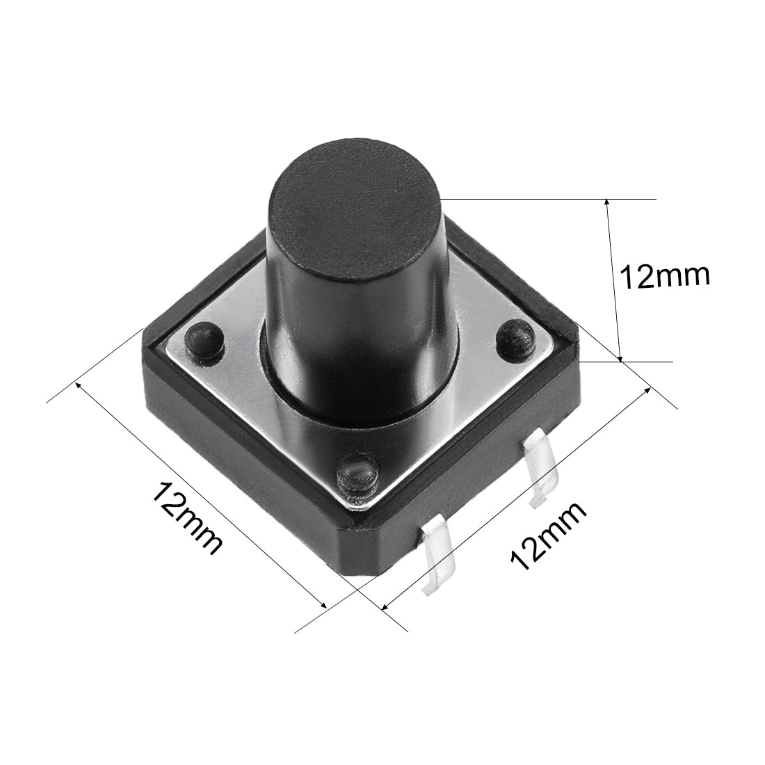 uxcell Uxcell 12x12x12mm 4 Pin Panel Mini/Micro/Small PCB Momentary Tactile Tact Push Button Switch DIP 10PCS