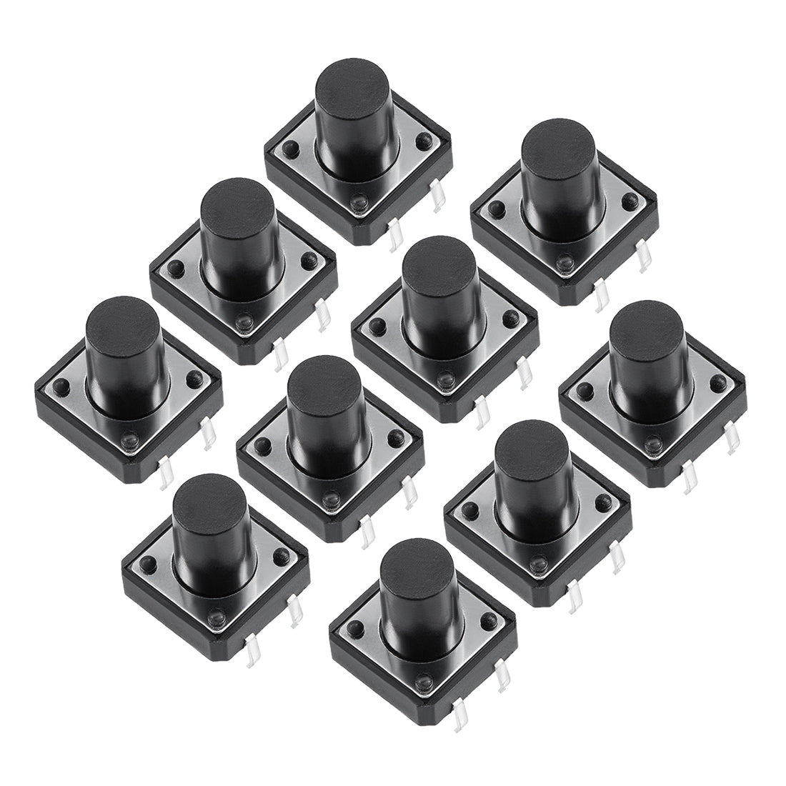 uxcell Uxcell 12x12x12mm 4 Pin Panel Mini/Micro/Small PCB Momentary Tactile Tact Push Button Switch DIP 10PCS