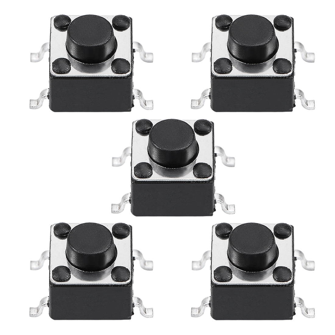 uxcell Uxcell 6x6x5mm Momentary Panel PCB Surface Mounted Devices SMT Mount 4 Pins Push Button SPST Tactile Tact Switch 5PCS