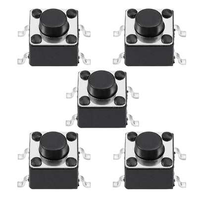 Harfington Uxcell 6x6x5mm Momentary Panel PCB Surface Mounted Devices SMT Mount 4 Pins Push Button SPST Tactile Tact Switch 5PCS