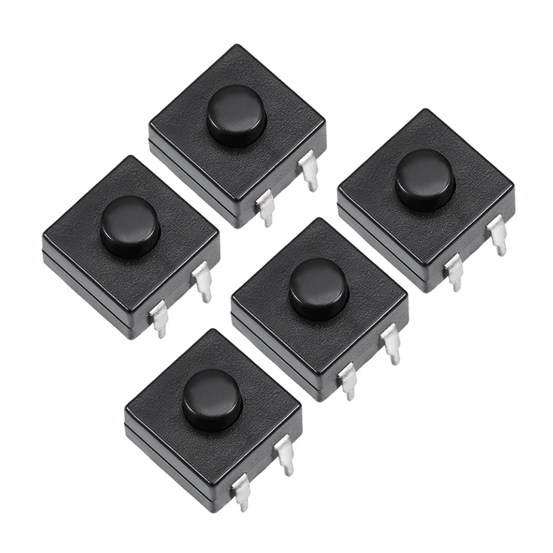 uxcell Uxcell 5 Pcs 12x12x9mm 3 Poles PCB Latching Tactile Tact Push Button Switch for Torch