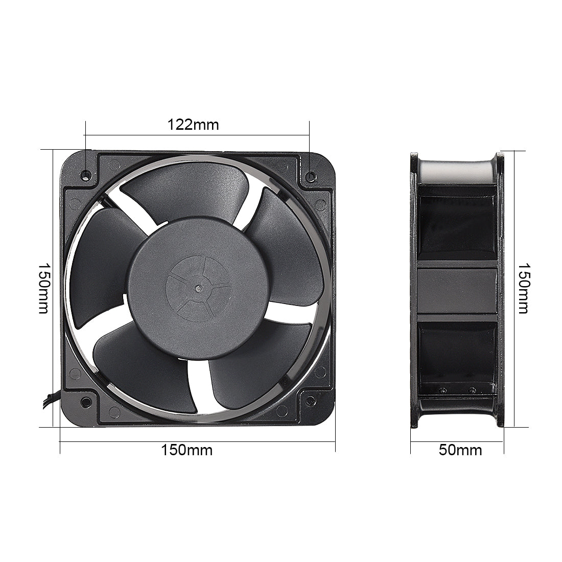 uxcell Uxcell Cooling Fan 150mm x 150mm x 50mm FP-108 AC 220/240V 0.22A Long Life Sleeve Bearings