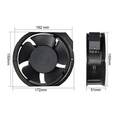 Harfington Uxcell Cooling Fan 172mm x 150mm x 51mm FP-108EX-S1-S AC 220/240V 0.22A Long Life Sleeve Bearings