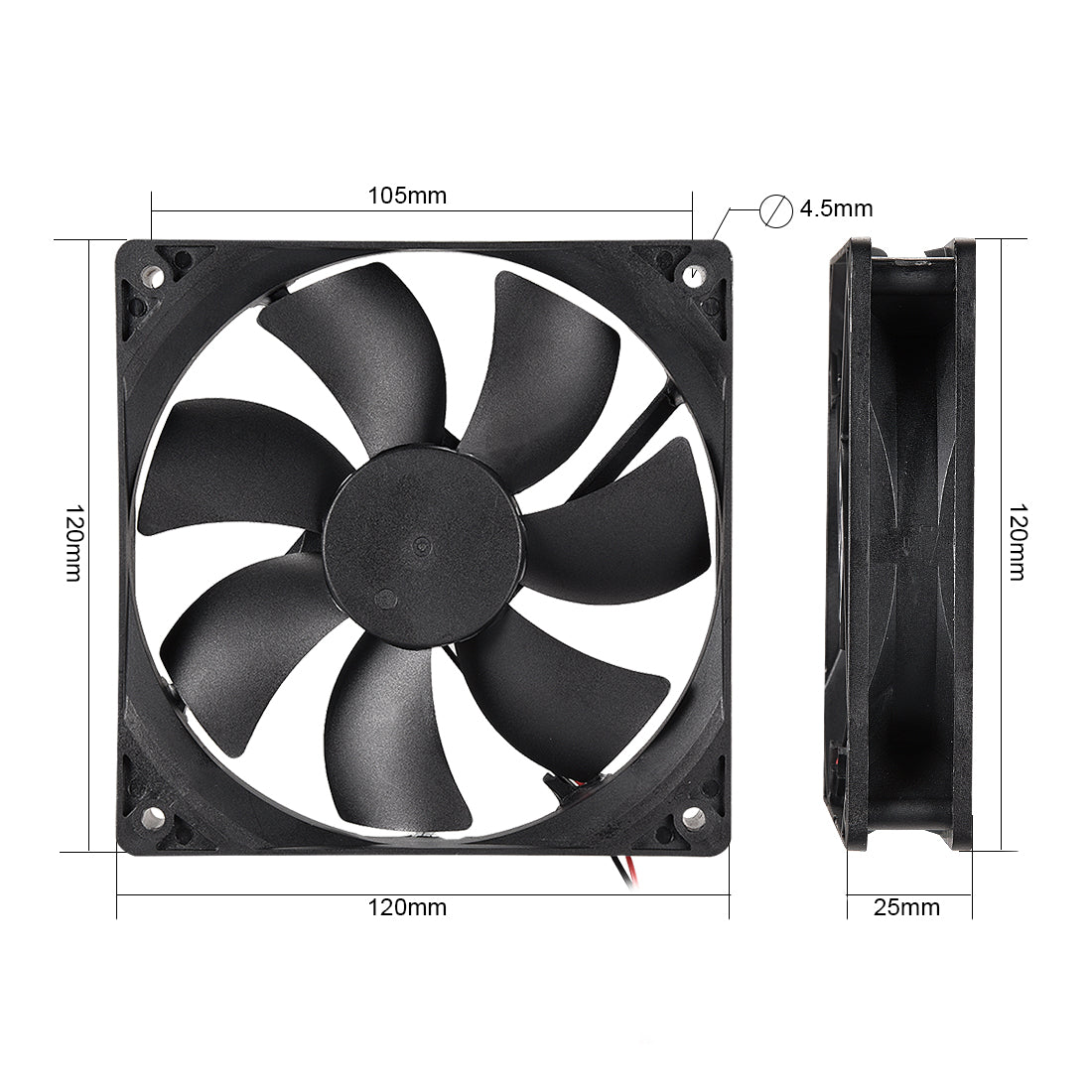 uxcell Uxcell Cooling Fan 120mm x 120mm x 25mm 12025MS DC 12V 0.3A Long Life Sleeve Bearings