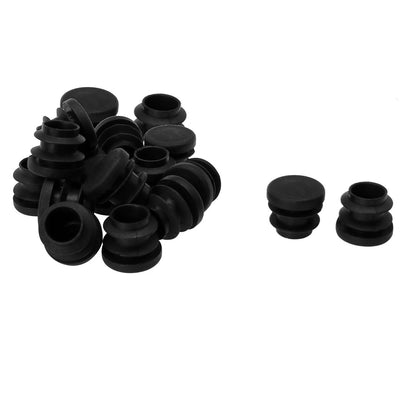 Harfington Uxcell 5/8" 16mm OD Plastic Round Tube Ribbed Inserts End Cover Caps 18pcs, 0.51"-0.6" Inner Dia, Floor Furniture Chair Desk Protector