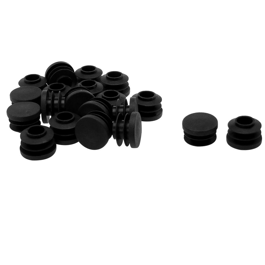 Uxcell Uxcell 3/4" 20mm OD Plastic Round Tube Ribbed Inserts End Cover Caps 20pcs, 0.67"-0.75" Inner Dia, Floor Furniture Chair Cabinet Protector