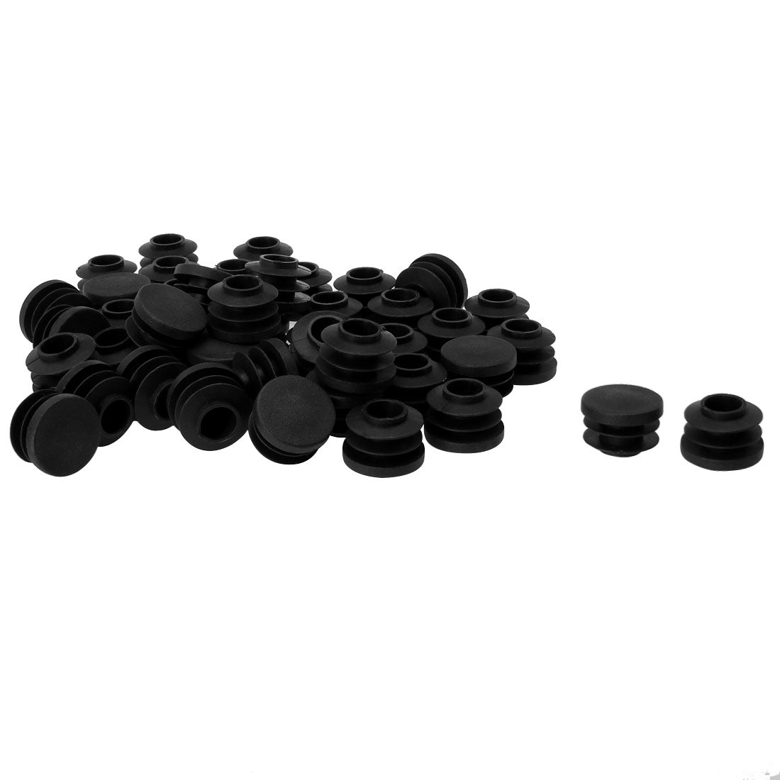 Uxcell Uxcell 3/4" 20mm OD Plastic Round Tube Ribbed Inserts End Cover Caps 45pcs, 0.67"-0.75" Inner Dia, Floor Furniture Chair Cabinet Protector