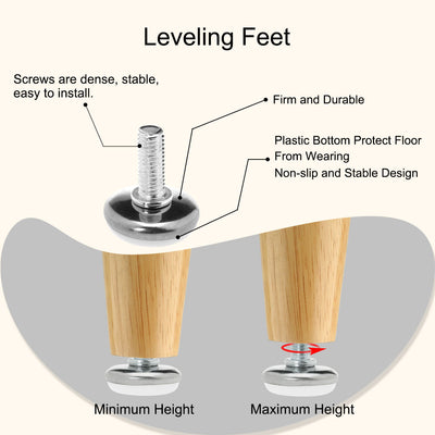 Harfington Uxcell M8 x 25 x 30mm Furniture Glide Leveling Feet Adjustable Leveler Floor Protector for Stool Industrial Machine Leg 4pcs