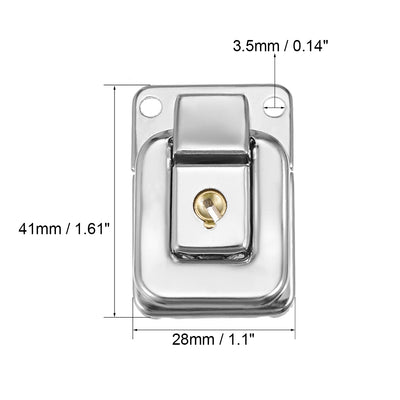 Harfington Uxcell 41mm x 28mm Metal Small Size Suitcase Hasp Catch Latch with Keys and Screws