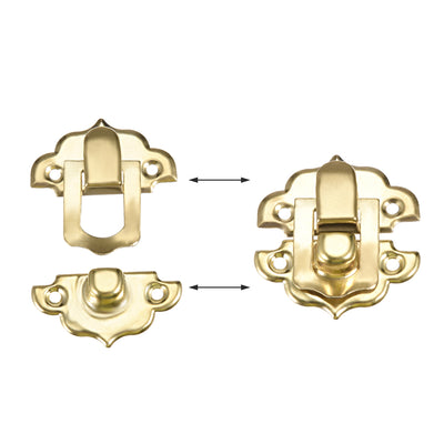 Harfington Uxcell Box Latch, Small Size Golden Decorative Hasp Jewelry cases Catch w Screws 8 Sets