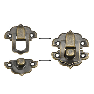 Harfington Uxcell Box Latch, Small Size Bronze Decorative Hasp Jewelry cases Catch w Screws 2 Sets