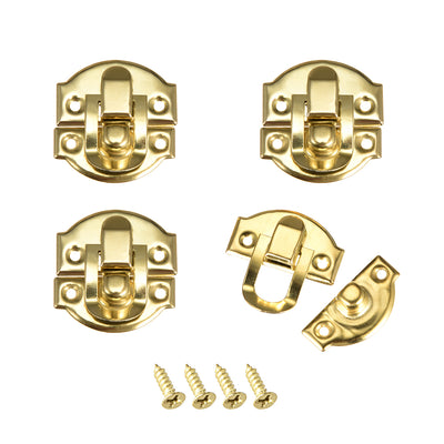 Harfington Uxcell Box Latch, Retro Style Small Size Golden Decorative Hasp Jewelry cases Catch w Screws 4 pcs