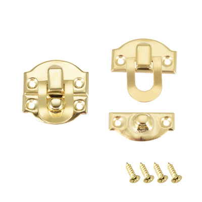 Harfington Uxcell Box Latch, Retro Style Small Size Golden Decorative Hasp Jewelry cases Catch w Screws 2 pcs