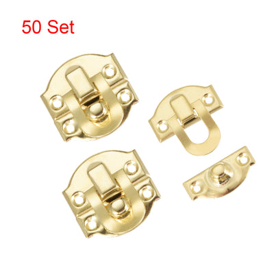 Harfington Uxcell Box Latch, Retro Style Small Size Golden Decorative Hasp Jewelry cases Catch w Screws 50Set