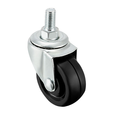 Harfington Uxcell Swivel Casters 2 Inch Solid Rubber M8 x 15mm Screw Threaded Caster Wheels Black 8 Pcs