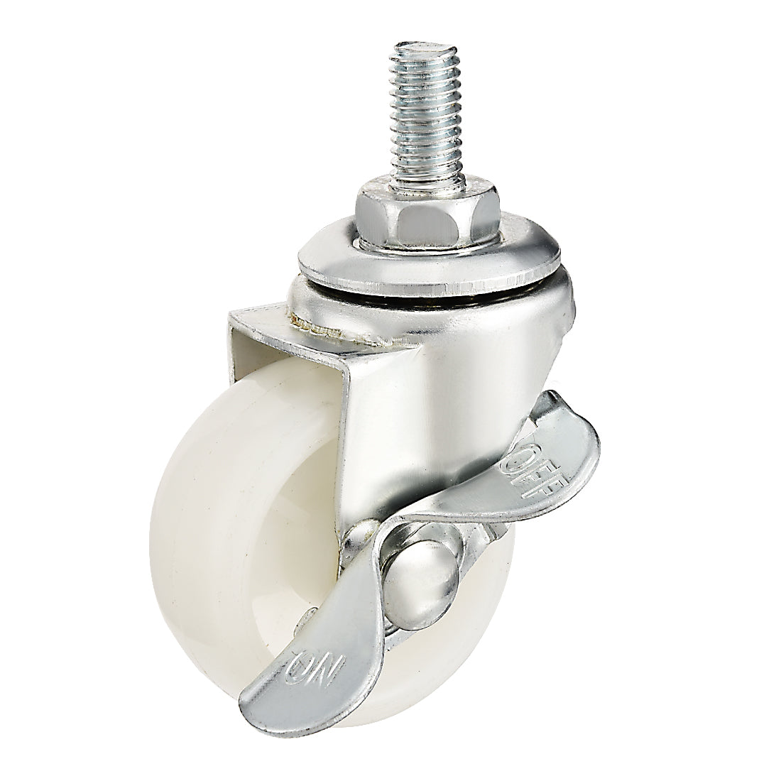 Uxcell Uxcell Swivel Casters 1.5 Inch Nylon 360 Degree M8 x 15mm Threaded Caster Wheels with Brake White 44lb Capacity 2 Pcs