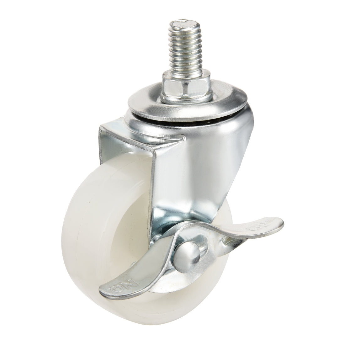 Uxcell Uxcell Swivel Casters 1.5 Inch Nylon 360 Degree M8 x 15mm Threaded Caster Wheels with Brake White 44lb Capacity 2 Pcs