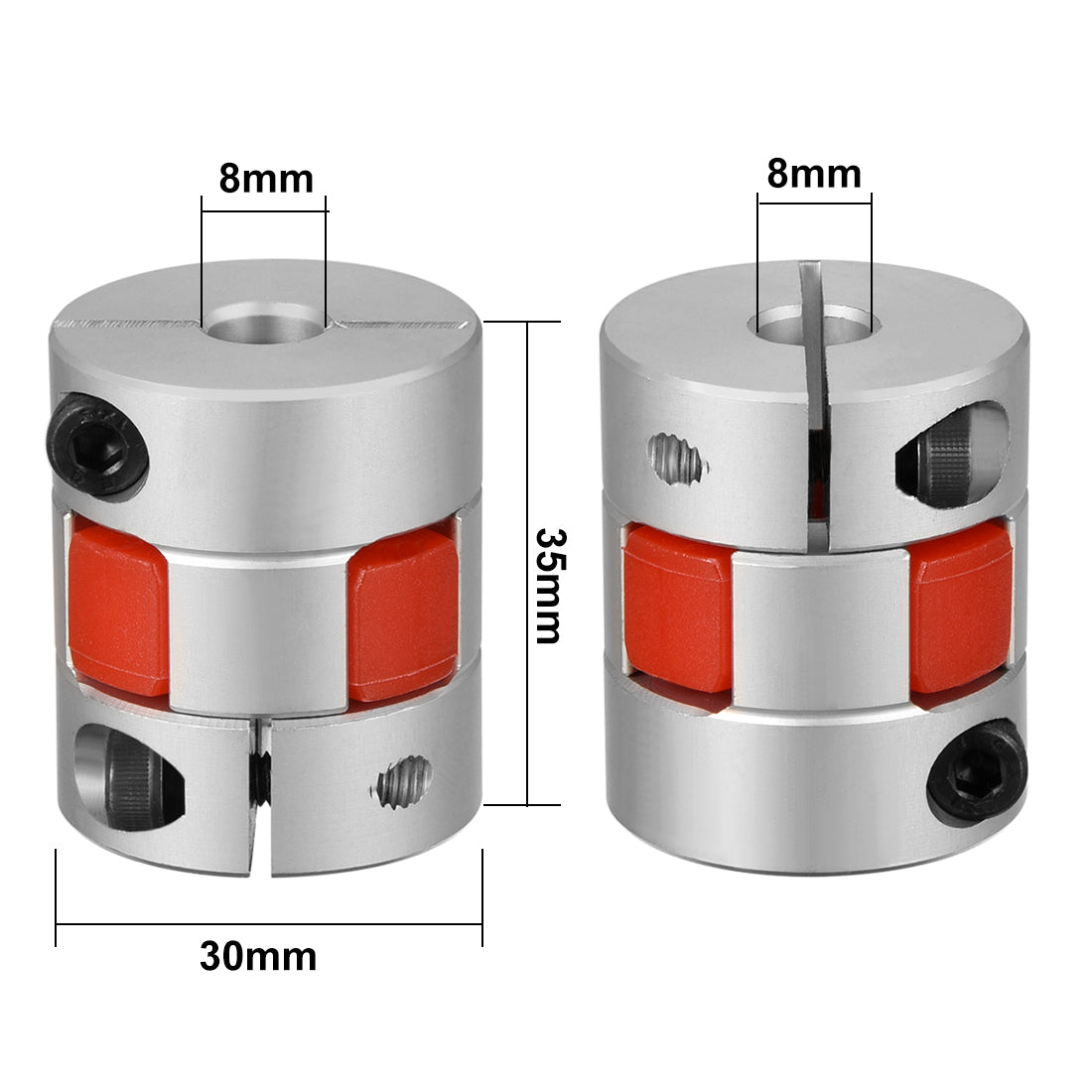 uxcell Uxcell 2pcs Shaft Coupling 8mm to 8mm Bore L35xD30 Flexible  Joint for Servo Stepped Motor