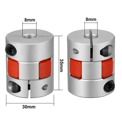 Harfington Uxcell 2pcs Shaft Coupling 8mm to 8mm Bore L35xD30 Flexible  Joint for Servo Stepped Motor