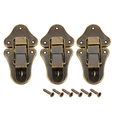 uxcell Uxcell Box Latch, 95mm x 52mm Bronze Suitcase Chest Hasp Catch w Screws 3 Sets