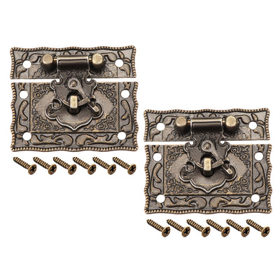 uxcell Uxcell 2 Sets Wood Case Chest Box Rectangle Clasp Closure Hasp Latches Bronze Tone 51 x 42mm